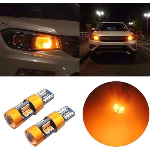 2Pcs T10 168 194 2825 W5W 19LED Amber Car Parking Backups Reverse Light Bulb