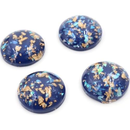 20mm 10pcs/Lot New Fashion Blue Color Built-in metal foil Flat back Resin Cabochons Cameo-V6-10