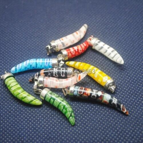 20 Pieces/Lot, New Millefiori Glass Bead,Hot Pepper,For Charms bracelet making,Size: 6x30mm