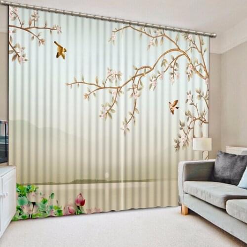 Flower bird 3d Curtains For Living Room Window Treatments Modern Curtains For Beding Room High-precision Shade