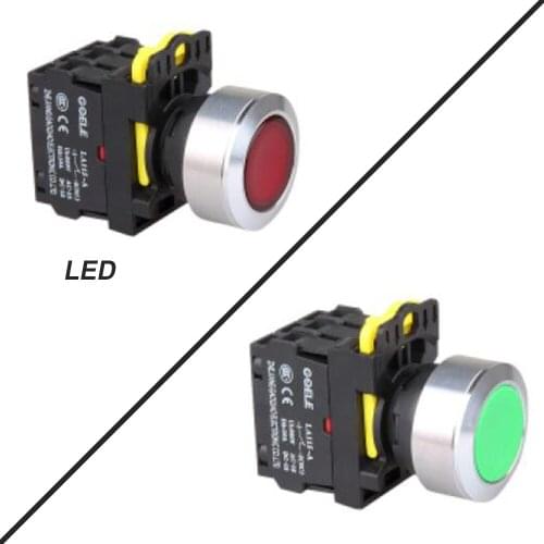 5 PCS Push button switch Flush button LED Latching OR Momentary Waterproof IP65 1NO 1NC 2NO 2NC 6 color