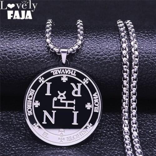 Stainless Steel Archangel THAVAEL Seal Solomon Kabbalah Amulet Pendant Necklace Men Jewelry collar acero inoxidable mujer NXHS03