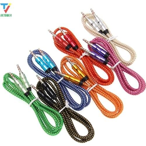 1m Jack Audio Cable 3.5 Mm To 3.5mm Aux Cable Male To Male Kabel Gold Plug Car Cord for Iphone 7 Samsung for Speaker 500pcs/lot