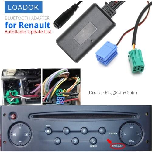 Car Bluetooth 5.0 Kit Microphone Handsfree 8 6 Pin MINI ISO Plug Cable Adapter for Renault Updatelist Radio Stereo Audio AUX
