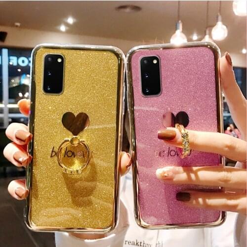 Glitter Finger Ring Holder Soft Cover For Samsung Galaxy A12 A42 A21S A31 A41 A51 A71 M31S S20 FE S30 Plus Ultra A30S A50 Case