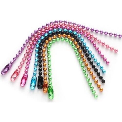 Colorful Wave Metal Round Beads Chain DIY Craft Garment Plush Toys Label Hang Tags Key Ring Connector Jewelry Material 100Pc