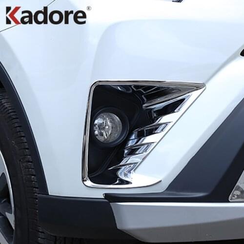 For Toyota RAV 4 RAV4 2016 2017 ABS Chrome Front Fog Light Cover Trim Foglamp Frame Cover Stickers Decoration Car Styling 2pcs