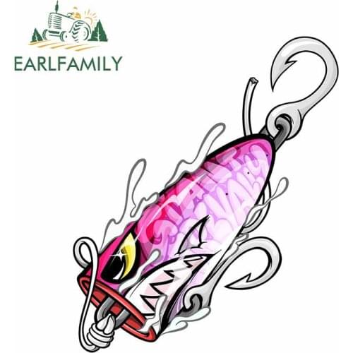 EARLFAMILY 13cm x 10.7cm for Fish Lure Vinyl Car Stickers Car Styling Graphics Decal Waterproof Windshield 3D Personality Decor