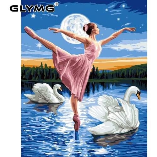GLymg 5D Diy Rhinestones Embroidery Diamond Painting Full Drill Ballet Dancer Swan Dance Wall Arts Mosaic Gift Home Decoration
