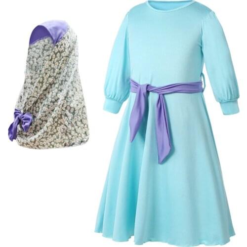 Good quality Muslim Children Abaya Girls Dress + Hijab Robe Gowns Arab Dubai Caftan Vestido Islamic Prayer kid Clothing Costume