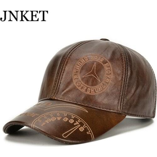 JNKET New Autumn Winter Men Cow Leather Baseball Cap Waterproof Windproof Hat Outdoor Sports Cap Snapbacks hats Casquette