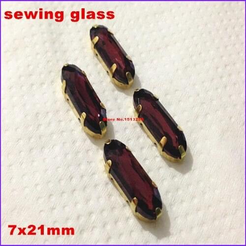 Wine Red Color 15pcs 7x21mm Long Classical Oval Fancy Stone With gold Claw Setting For Sewing On Jewelry making