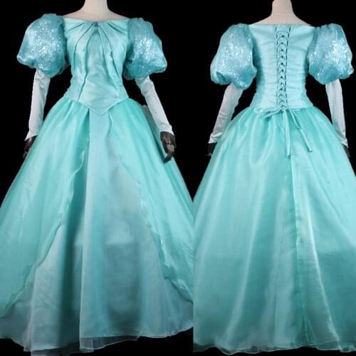 Movie Mermaid Cosplay Costume Princess Ariel Dress Fancy Halloween Carnival Ball Gown For Adult Women