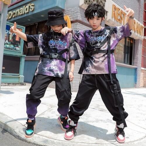 New Boys Hip-Hop Handsome Strap Clothes Child Street Dance Practice Clothing Modern Jazz Dance Stage Costumes For Girls DQL5846
