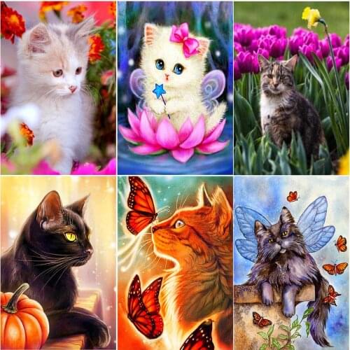 Full square wall stickers haft diamentowy 5D diamond painting kit set Cat butterfly flower pumpkin 3D diy Cross stitch Cuadros