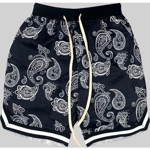 Summer 2021 New Mens And Womens Cropped Shorts Casual Mini-Stretch Straight Rope Cashew Flower Loose Sport Trend Beach Pants