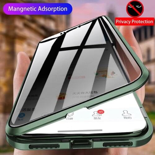 Magnetic Privacy Case For Iphone 11 Cases Bumper On Iphone 7 8 XR X Xs Max 6 6s Plus 11 Pro 360 Protective Anti Spy Glass Cover