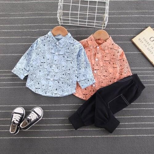 Baby Boys Fashion Spring Children Cotton Clothes Full Printe Blouses Pants 2Pcs/Sets Infant Out Kids Toddler Casual Tracksuit