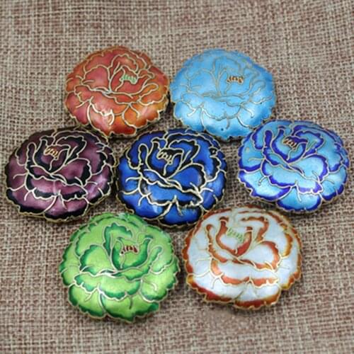 Handcrafted Fancy Enamel Large Flower Loose Beads Cloisonne Filigree Floral Accessories DIY Jewelry Making Necklace Pendants