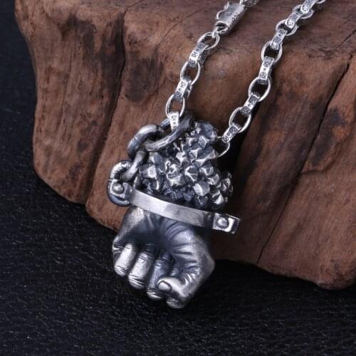 BOCAI New Solid S925 Pure silver Man pendant Destiny is in your own hands individuality domineering male pendant