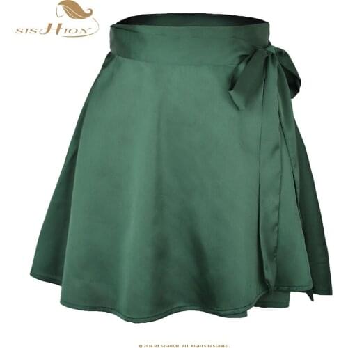 Solid Color Women Summer Skirt VD2126 High Waist Short Sexy Mini Wrap Green Pink Black Skirt
