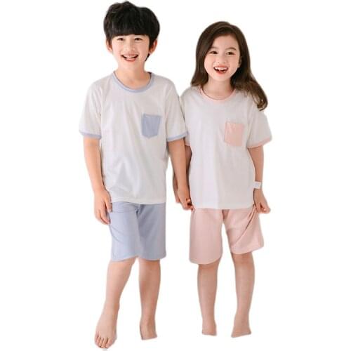 Boys Pajamas Summer Short Sleeve Childrens Clothing Suit Girls T-shirt and Shorts Sleepwear Pyjamas Sets For Kids 3-12 Year