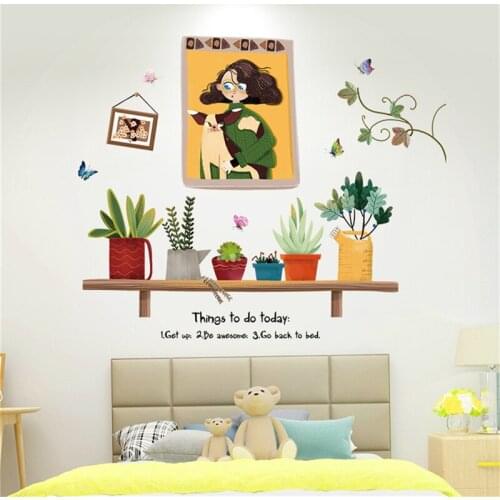 Hot Green Plants Sitting Room Bedroom Wall Stickers Household Adornment Wall Stickers On The Wall