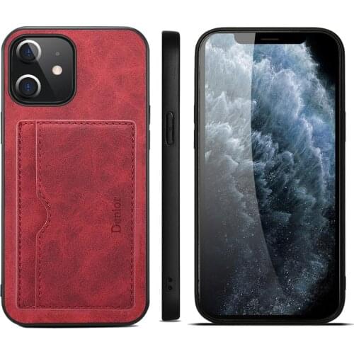 Retro PU Leather stents Case for IPhone 12 11 Xs Pro Max X Xr 7 8 Plus Card Slots Holder Anti Fall Mobile Phone Cover Shockproof