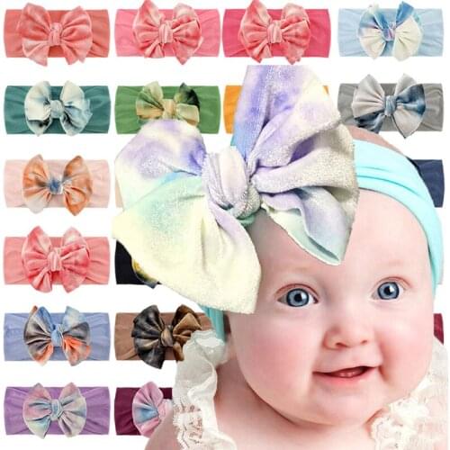 Golden Velvet Baby Headbands Solid Color Bows Baby Girls Hairband Turban Soft Elastic Baby Hair Bands Girl Hair Accessories