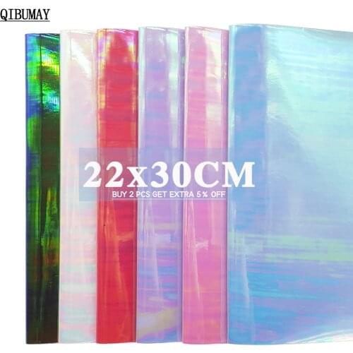 QIBUMAY 22*30cm Smooth Faux Leather Fabric Solid Color PU Leather DIY Bow Vinyl Fabric Accessories A4 Size Glitter Sheet For Bag