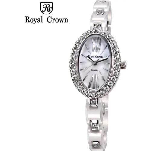 Luxury Ceramic Jewelry Lady Womens Watch Fine Fashion Hours Mother-of-pearl Bracelet Rhinestone Girls Gift Royal Crown Box