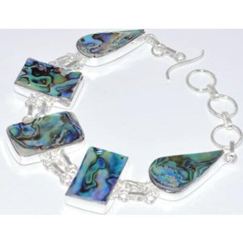 Abalone Shell Bracelet Silver Overlay over Copper , 24.6cm, B3533