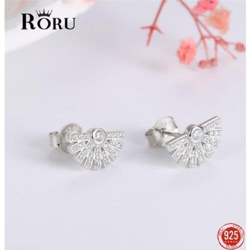 Real Sterling Silver 925 Women Earrings Fashion Stud Earrings Stud European Wedding Engagement Jewelry Gift for Women Lady