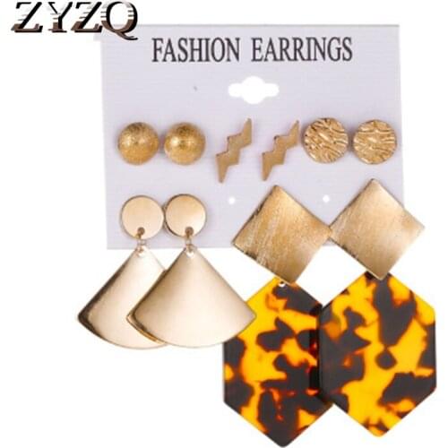 ZYZQ New Arrival Euro Stylish Earrings Geometric Leopard Spot Design Personality Jewelry Accessories Hot Selling Present 2020