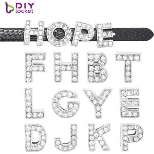 10MM Full Rhinestone Slide Letters "A-Z " (10 pieces/lot) fit for DIY Wristband & Bracelet LSSL02