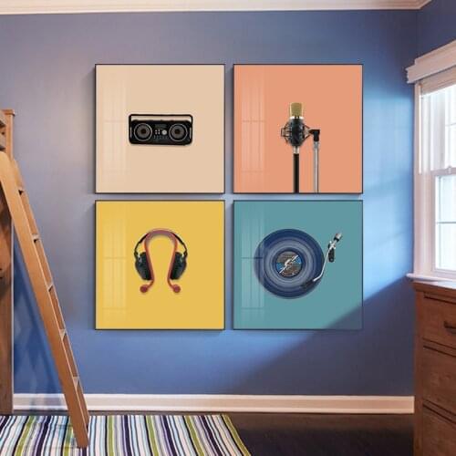 Modern Colorful Music Elements Wall Art Picture Microphone Radio Canvas Painting Nordic Posters And Prints Home Decoretion