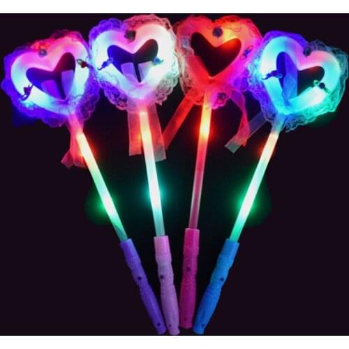 Neon Party Decoration Glow Stick Rave Festival Accessories Color Lace Love Stick Wedding Concert Props Supplies Free Delivery