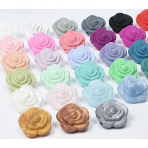 Teeny Teeth 5 PCS Double-Faced Baby Teething Silicone Beads Colorful Flower Food Grade Rodent Accessories BPA Free Silicone Bead