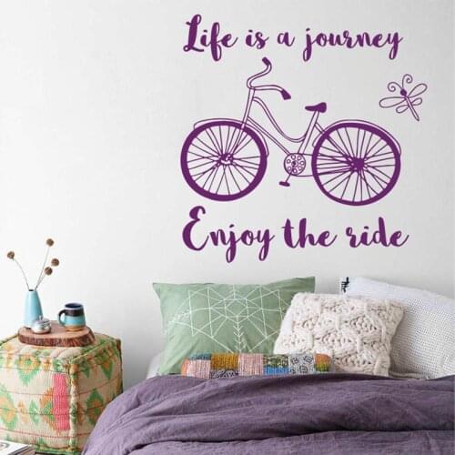 Life Is A Journey Enjoy The Ride Inspiration Quote Bicycle Wall Sticker Vinyl Art Home Decor Childrens Room Bedroom Murals S215