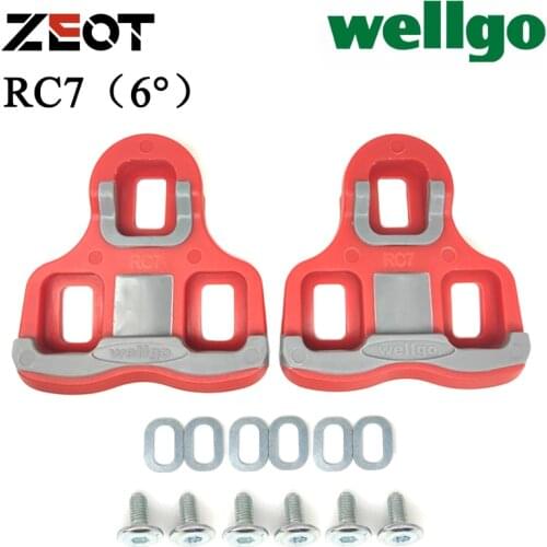 Wellgo Bicycle Pedals Cleats Accessories RC7 Black Red Road Bike Shoes Cleats Locking Plate Splint Compatible With LOOK KEO