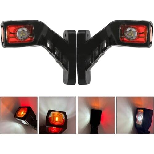 FEEDOPAL 2PCS Red,White And Yellow Tri-color Trailer 9LED Side Marker Light 12~24V Waterproof Truck Contour Waist Light