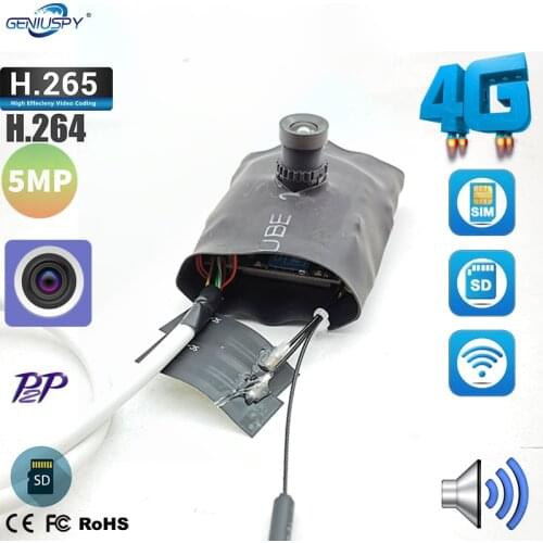 Geniuspy Camhi App 3G 4G SIM IP Camera Module 5MP IMX335 1920P Wireless MINI 4G Pin hole Covert Built-in MIC Micro SD Card Slot