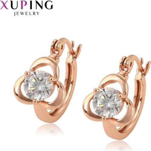 Xuping Fashion Rose Gold Color Plated Hoops Earrings for Womens Beautiful Jewelry Christmas Day Gifts 97721
