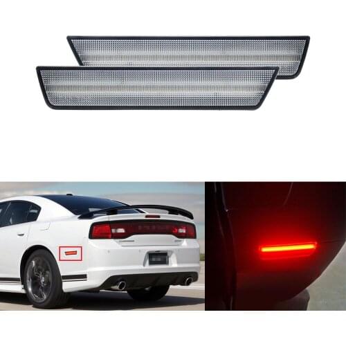 Rear Side Marker Lamps w Red LED Lights For 08-14 Dodge Challenger,11-14 Charger Led Turn Signal Lamp