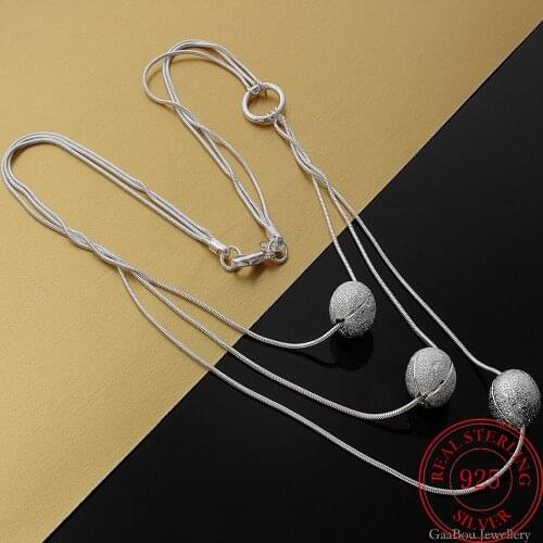 Vintage 925 Sterling Silver Boho Ball Pendants And Necklaces For Women 18Inch Chain Wedding Party Fashion Jewelry GaaBou