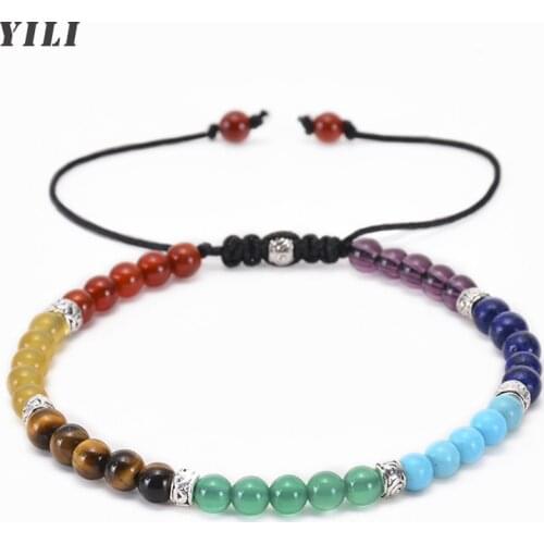 Bohemian Tree of Life 7 Chakra Bracelet Healing Crystal Stone Bracelets Adjustable Braided Natural Beads Bracelets for Women