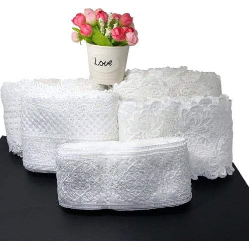 1yard High Quality Popular White Water Soluble African Lace Fabric Ribbon Diy Craft Sewing Trim Women Skirt Dress Accessories