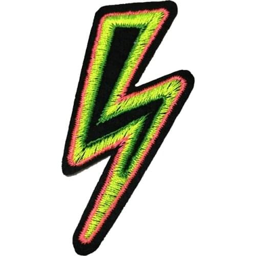 10 PCS Pink and Neon Green Flash Embroidered Iron on Patches for Clothes Shoes Small Embroidery Applique Badge DIY Sewing Patch