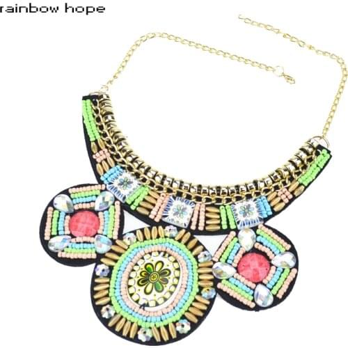 2018 Trendy jewelry Handmade Embroidery multicolor Bead collares mujer Ethnic Vintage necklace Beadwork Statement Necklace
