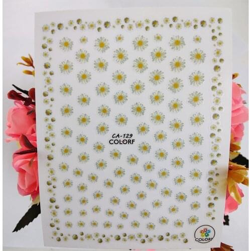 Daisy Flowers 3D Nail Stickers Art Nail Decoraciones Decals Foil Manicure Designer Accessories Nails Supplies